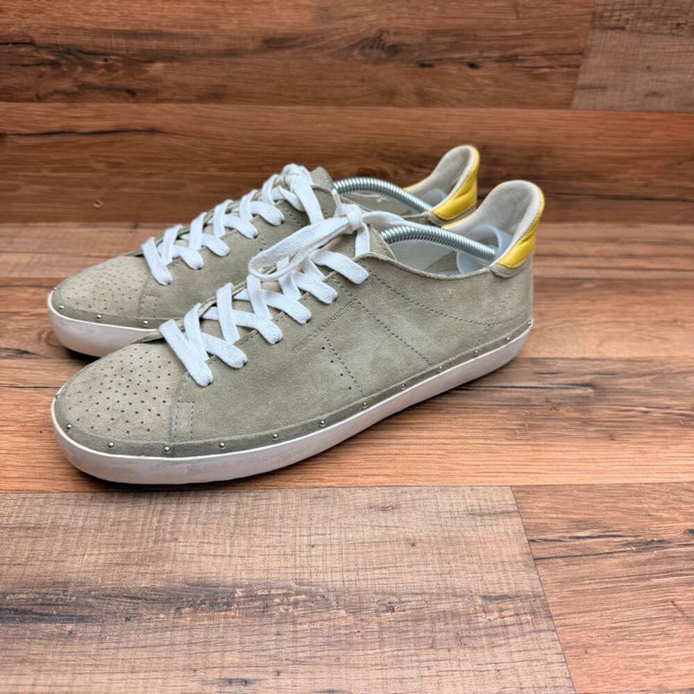 Rebecca Minkoff Michell Shoes Women's 7.5 Studded Taupe Leather Casual Sneakers